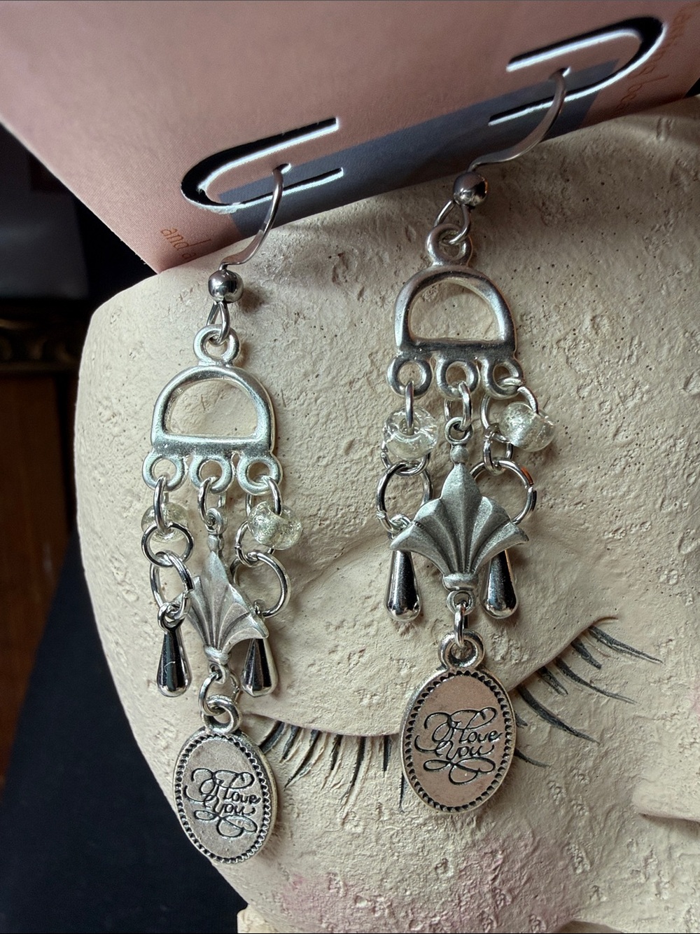Silver 'I Love You' Dangle Earrings - Womens Jewelry